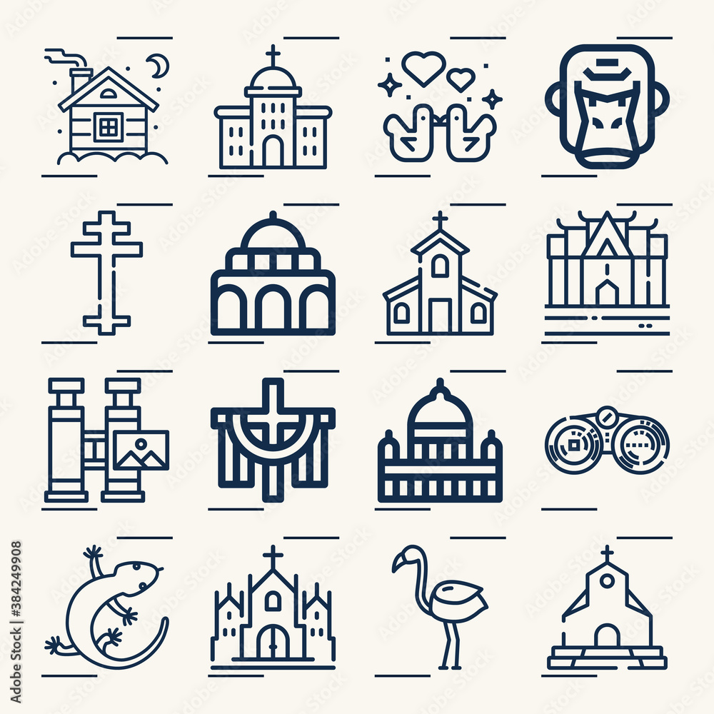 Simple set of sanctuary related lineal icons.
