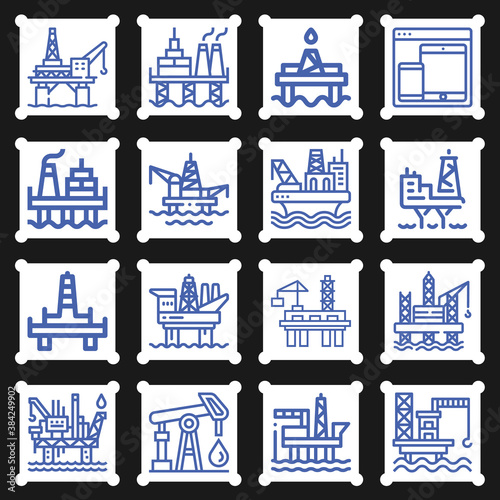 16 pack of horizontal surface  lineal web icons set