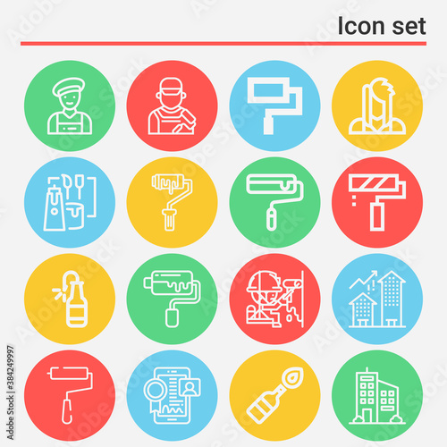 16 pack of renewal  lineal web icons set