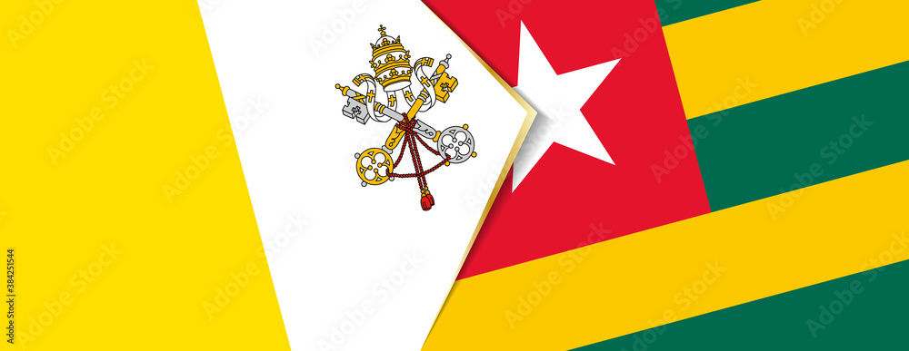 Vatican City and Togo flags, two vector flags. Vatican City and Togo flags, two vector flags.