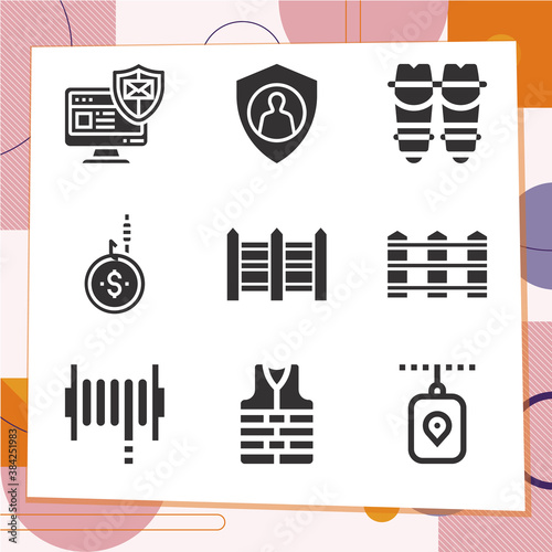 Simple set of 9 icons related to properly
