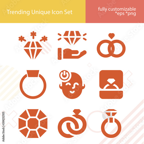 Simple set of recommendation related filled icons.