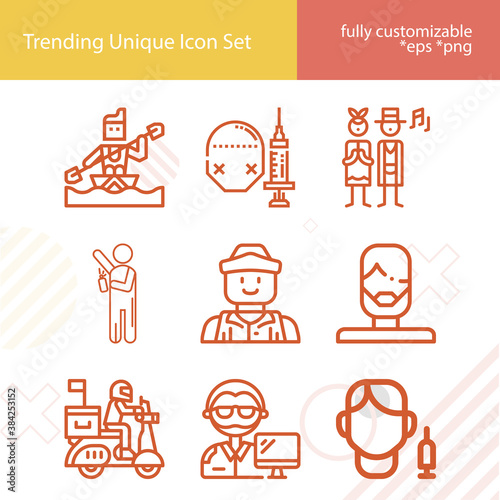 Simple set of hu beings related lineal icons.