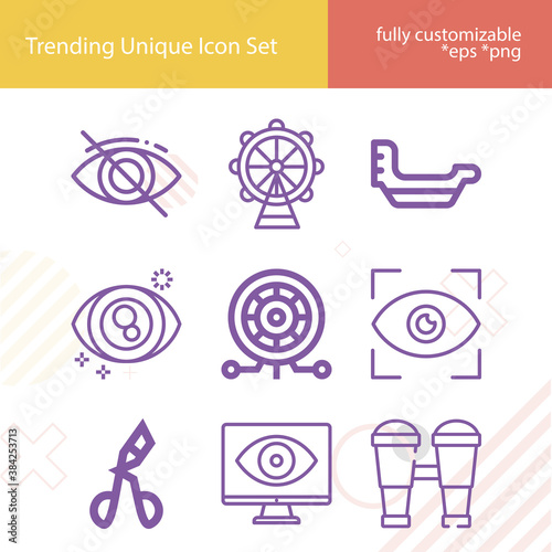 Simple set of cornea related lineal icons.