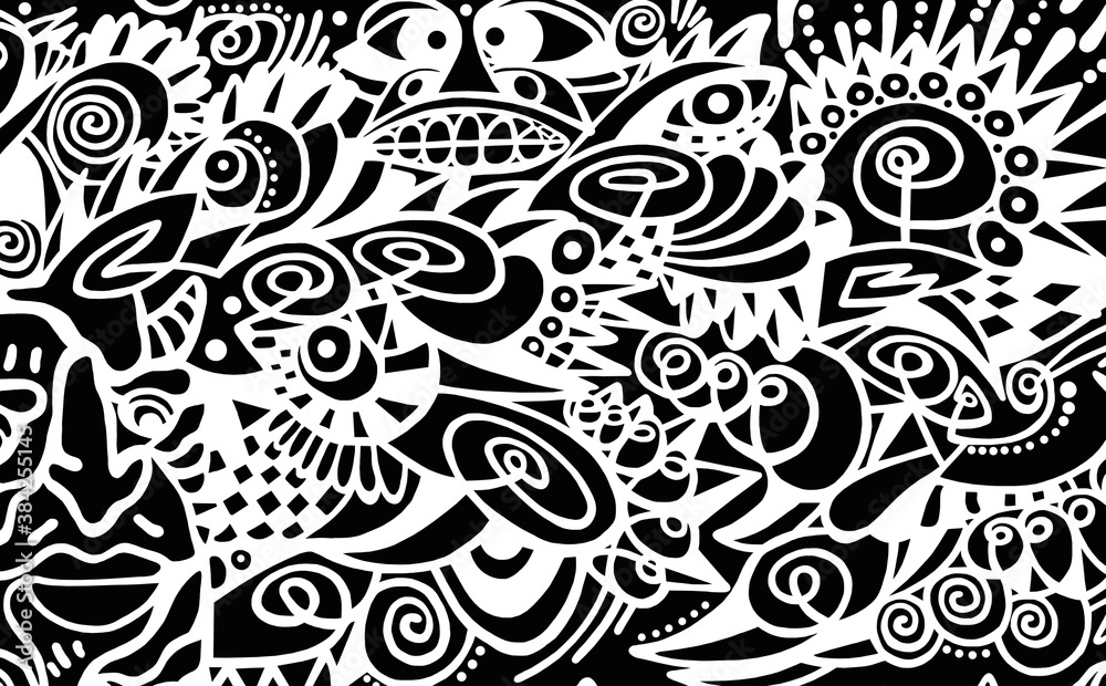 Black and white pattern on white background, abstract design Black and white pattern on white background, abstract design
