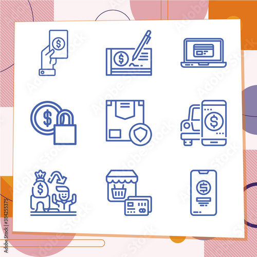 Simple set of 9 icons related to tribute