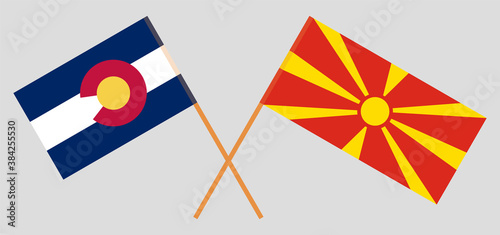 Crossed flags of The State of Colorado and North Macedonia