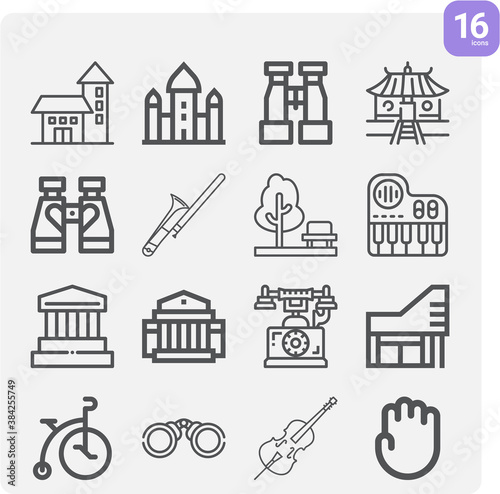 Simple set of temple related lineal icons.