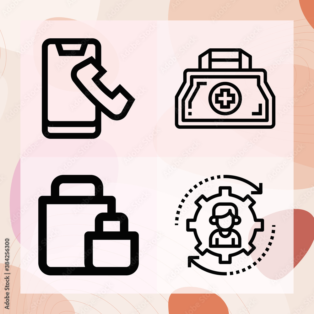 Simple set of telephone related lineal icons Simple set of telephone related lineal icons