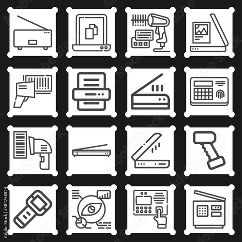 16 pack of scanner  lineal web icons set