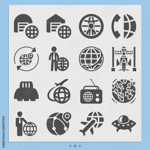 Simple set of multinational related filled icons.