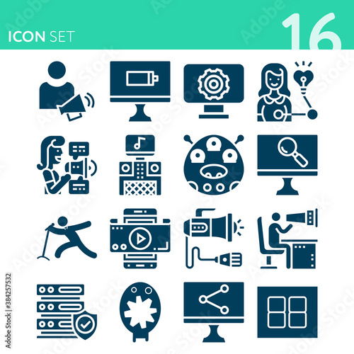 Simple set of 16 icons related to revelation
