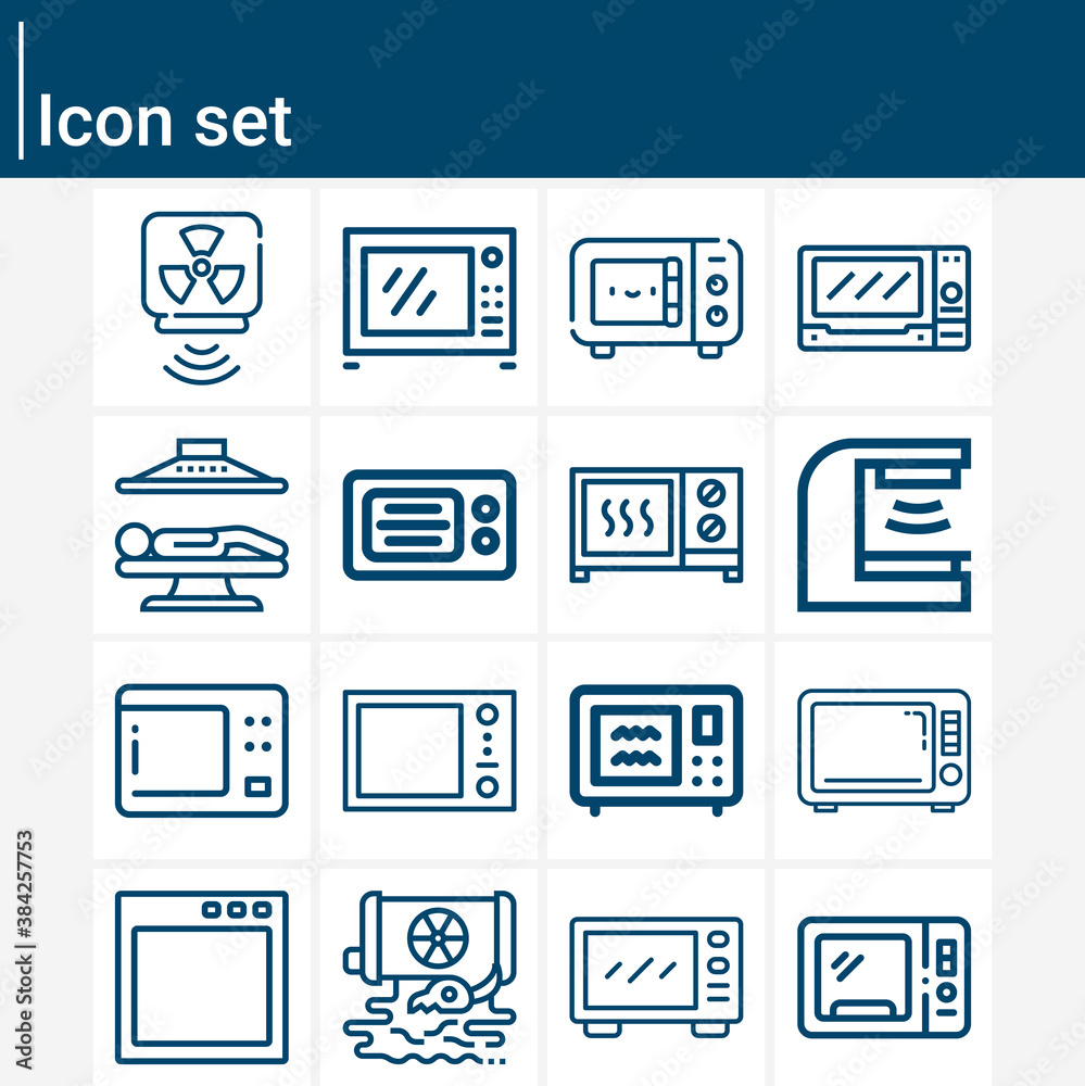 Simple set of electromagnetic wave related lineal icons.