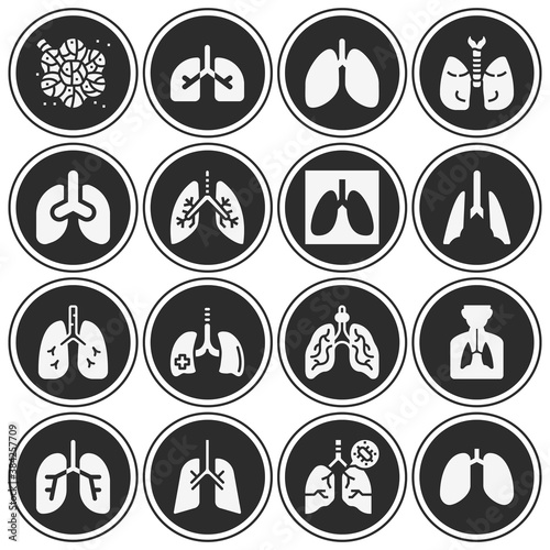16 pack of bronchial tubes  filled web icons set