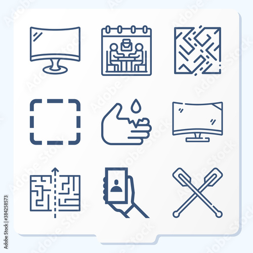 Simple set of 9 icons related to dots