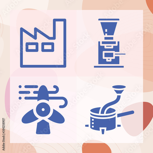Simple set of shop floor related filled icons