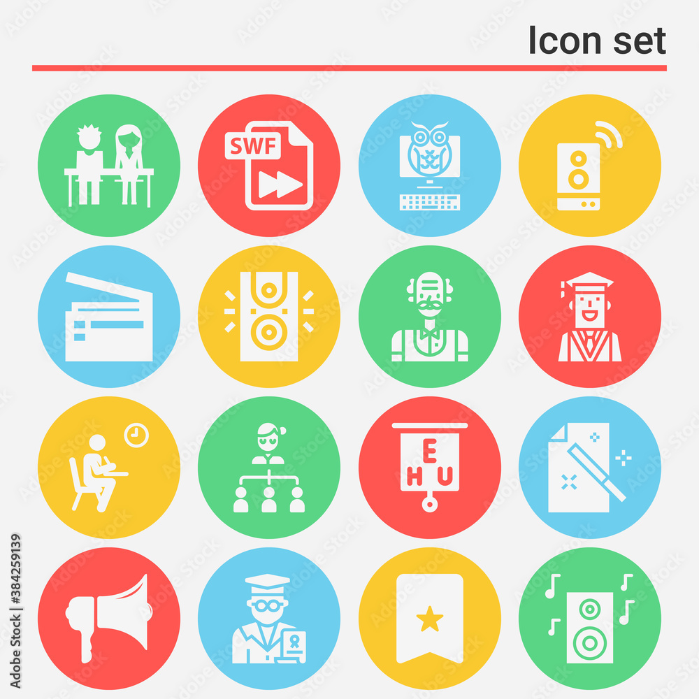 16 pack of university filled web icons set 16 pack of university filled web icons set