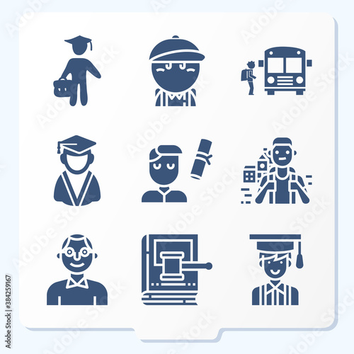 Simple set of 9 icons related to eligible