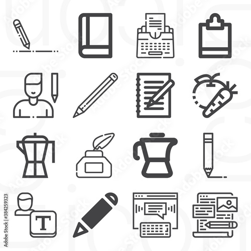 16 pack of author  lineal web icons set