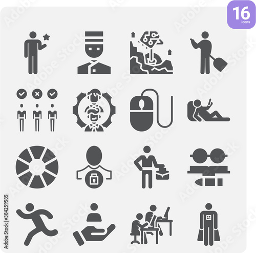 Simple set of expertise related filled icons.