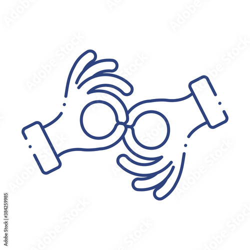 hands with sign language line style icon