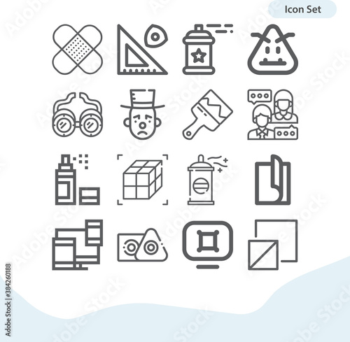 Simple set of comic related lineal icons.