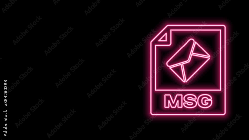 Glowing neon line MSG file document. Download msg button icon isolated on black background. MSG file symbol. 4K Video motion graphic animation Glowing neon line MSG file document. Download msg button icon isolated on black background. MSG file symbol. 4K Video motion graphic animation