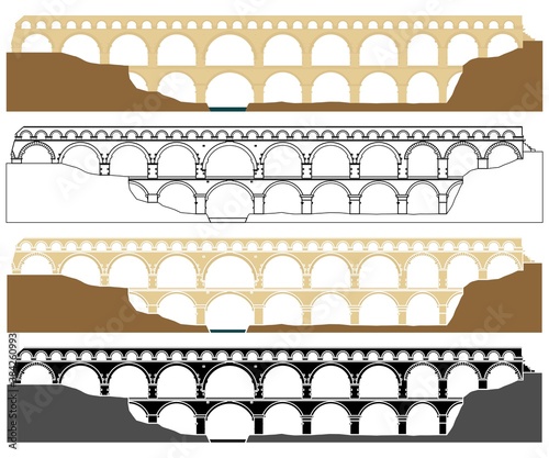 Tableau sur toile Pont du Gard, aqueduct in France.
