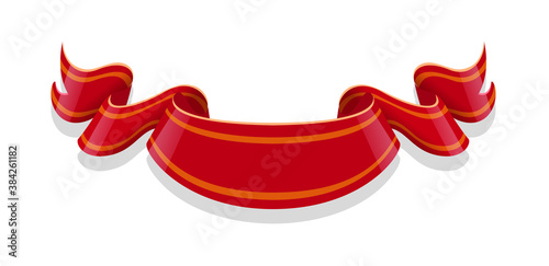 Red ribbon isolated on white background. Vector illustration. photo