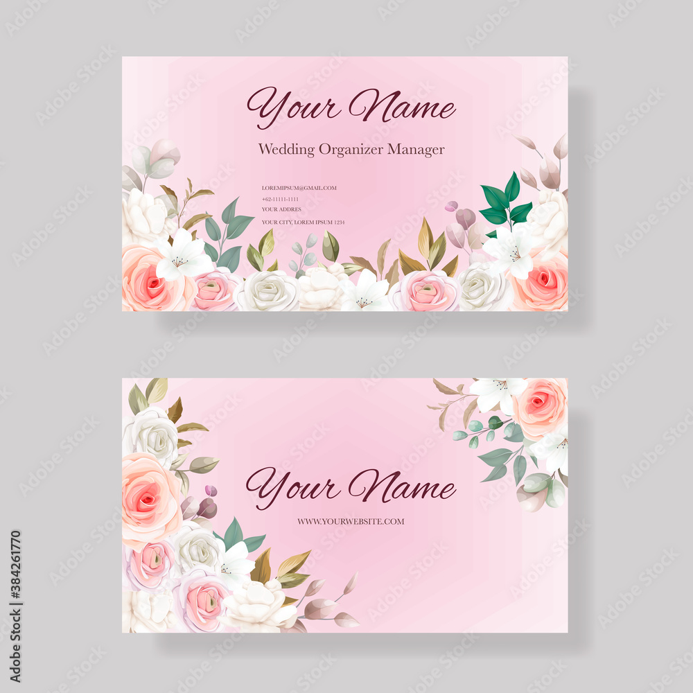 Business card template with beautiful floral