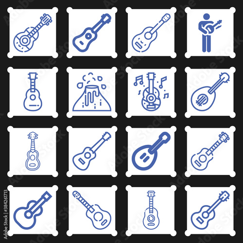 16 pack of ukelele  lineal web icons set