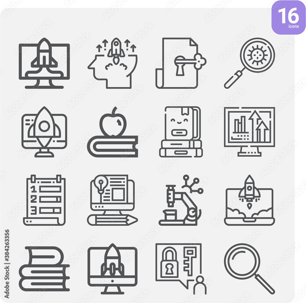 Simple set of journals related lineal icons.