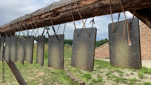 Semantron, semandron or semanterion percussion instrument used in monasteries to summon the monastics to prayer or procession, also called a xylon or bylo photo