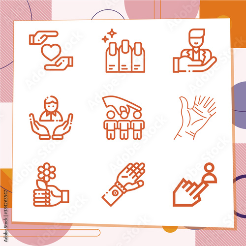 Simple set of 9 icons related to human hand