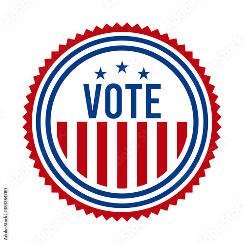 2020 Presidential Election Vote Badge. USA Patriotic Stars and Stripes. United States of America Democratic or Republican President Party Support Pin, Stamp, Brooch or Button.
