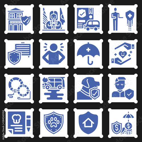 16 pack of assurance  filled web icons set