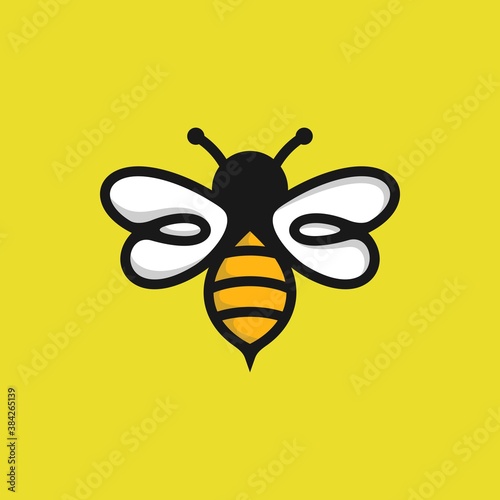 Bee Logo design vector template linear style. Outline icon. Creative Hard work Hive Logotype concept
