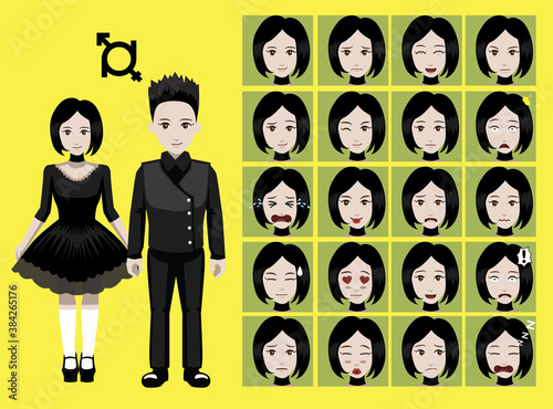 LGBTQI Genderfluid Cartoon Character Emotions