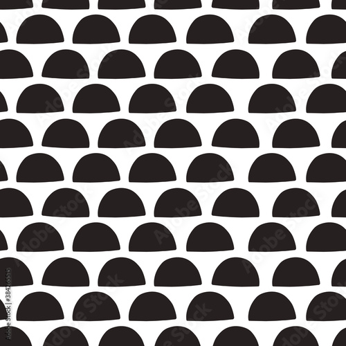 Abstract seamless black and white pattern of hand drawn doodle wave elements. Scandinavian design style. Vector illustration for textile, backgrounds etc
