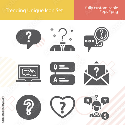 Simple set of question mark related filled icons.