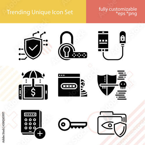 Simple set of protected related filled icons.