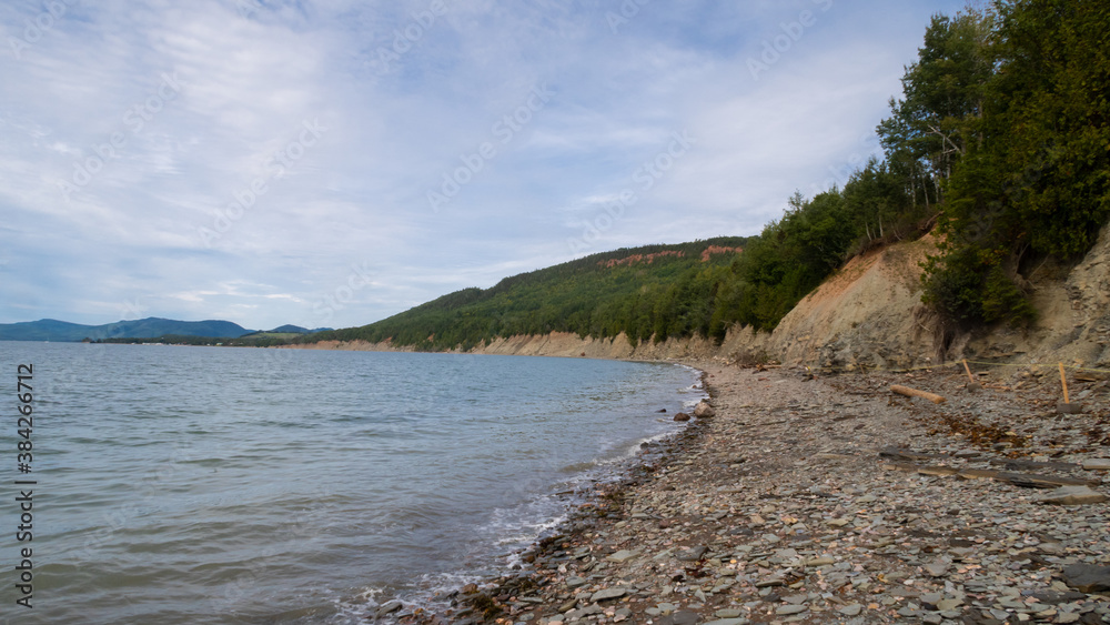 View of the beach in the Miguasha national park, Canada