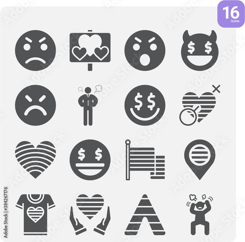 Vászonkép Simple set of deadly sin related filled icons.