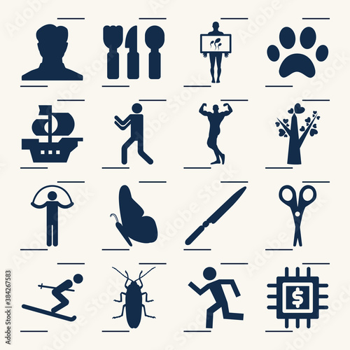 Simple set of scrap related filled icons.