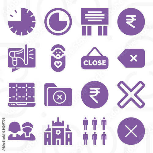 16 pack of quarters  filled web icons set