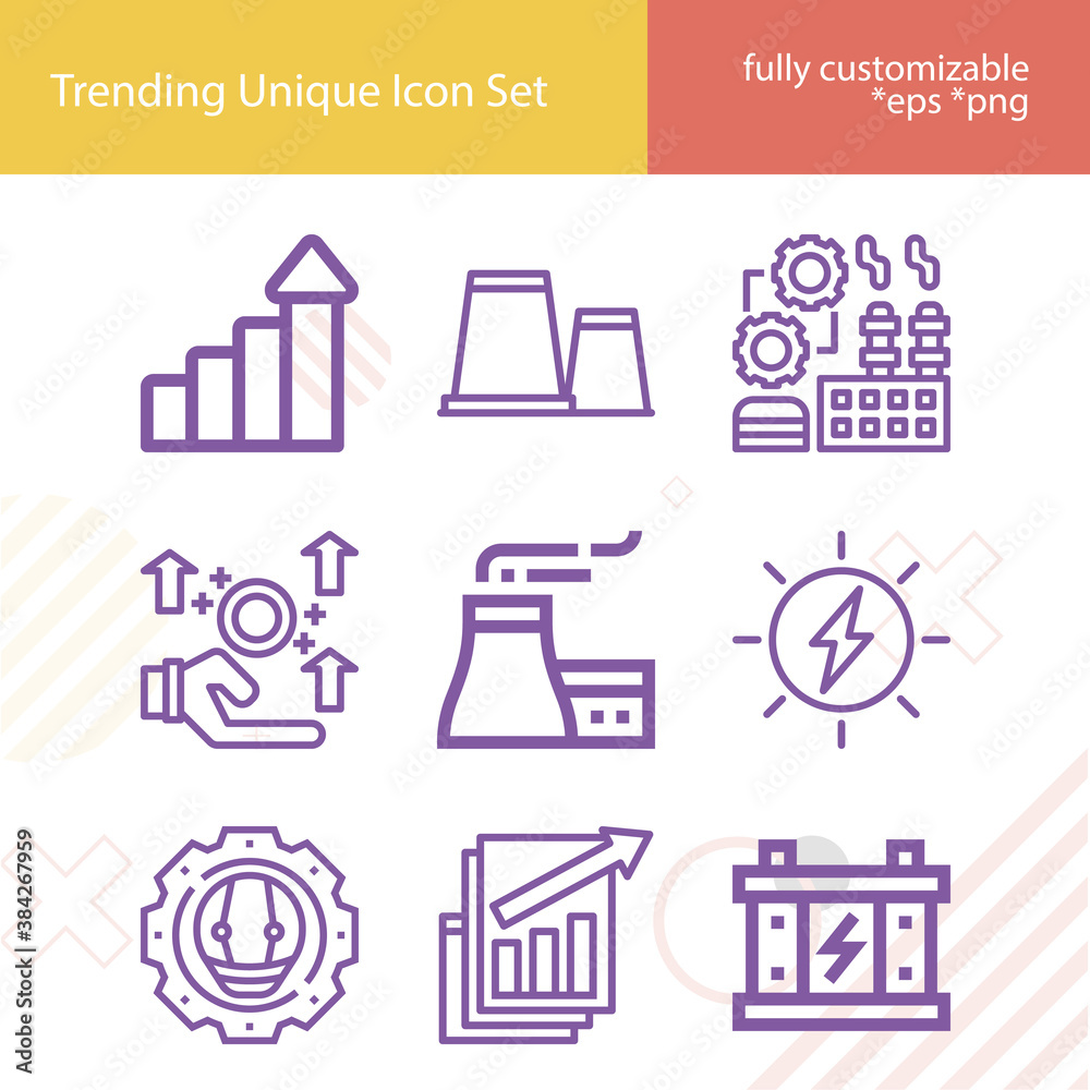 Simple set of watts related lineal icons. Simple set of watts related lineal icons.