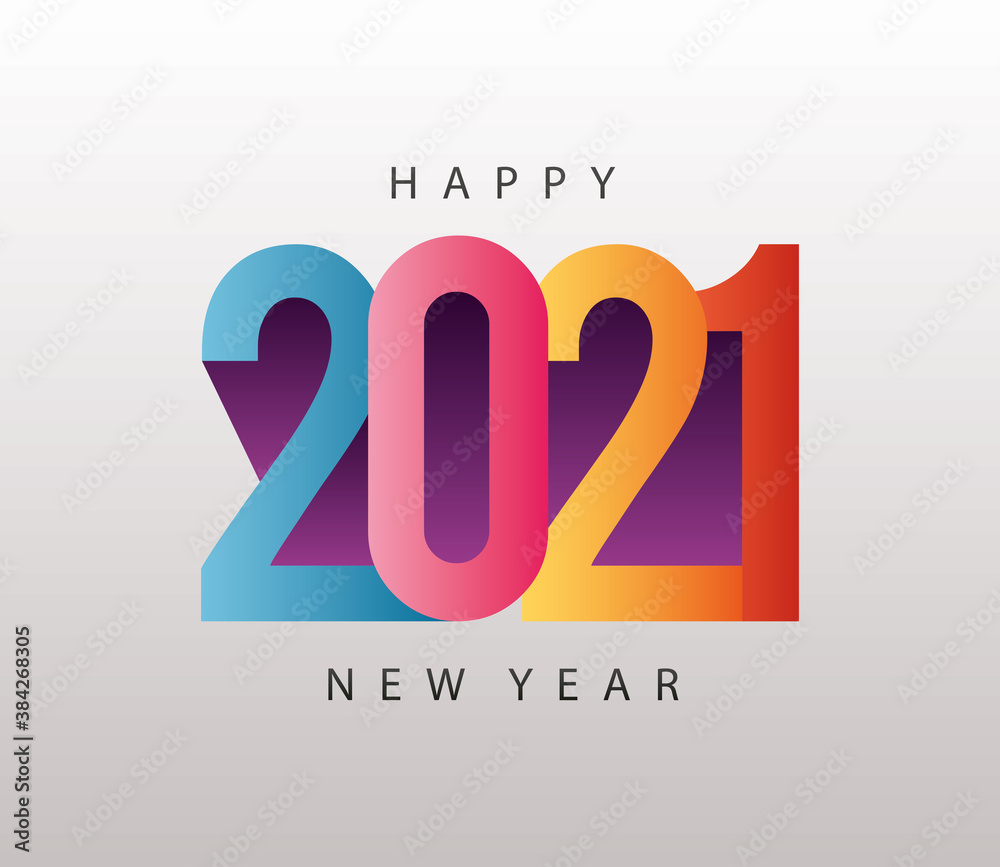 happy new year 2021 colorful lettering in gray background happy new year 2021 colorful lettering in gray background