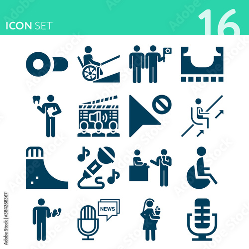 Simple set of 16 icons related to invalid