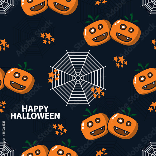 Vector Halloween pattern, Flat cartoon illustration, Design elements for halloween party poster, print fabric, etc. 