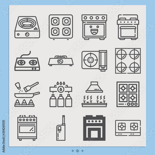 Simple set of gas range related lineal icons.